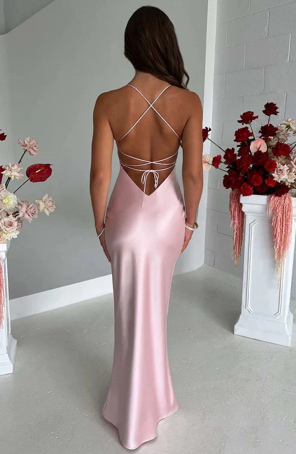 Vestido de fiesta largo ajustado rosa, vestido de noche Y8158