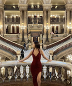 Sexy Burgunderrotes Ballkleid mit V-Ausschnitt und Schlitz, sexy Abendkleid Y6361