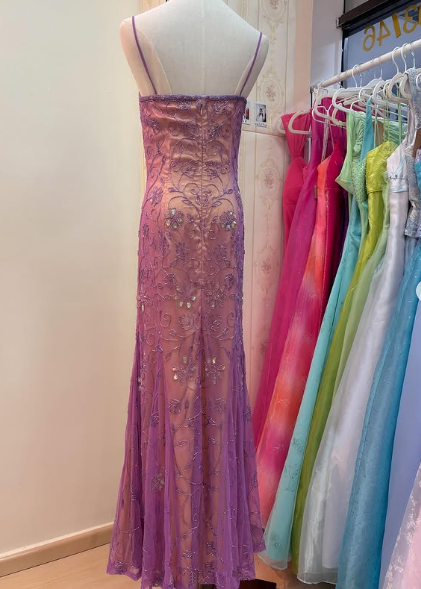 Lujoso vestido de noche de sirena con tirantes finos de tul Y8137