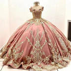 Vestido de quinceañera para niña, con apliques de cuentas, largo hasta el suelo, estilo princesa, Y6521