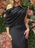 Schickes schwarzes langes Abendkleid Galakleid Empfangskleid Y6418
