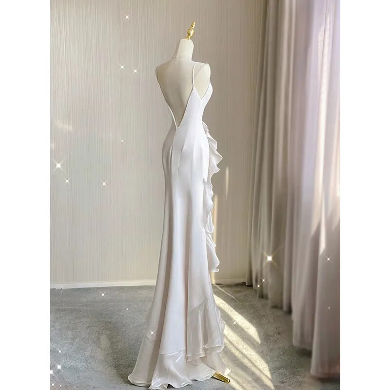 Charmantes weißes Hochzeitskleid, ärmelloses Brautkleid Y2066