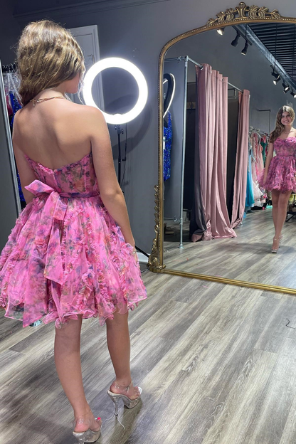 Trägerloses A-Linien-Heimkehrkleid mit Rüschen Y2831