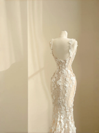 Vestido de noche elegante de sirena con apliques de encaje de tul, vestido de novia largo Y8681