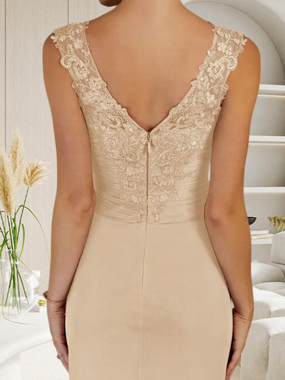 Champagnerfarbenes A-Linien-Kleid mit herzförmigem Ausschnitt und plissiertem Netzstoff