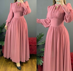Einfaches A-Linien-Ballkleid mit langen Ärmeln, modisches Abendkleid Y5795
