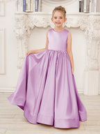 A-Linie Spitze Satin Bodenlang Blumenmädchenkleid 