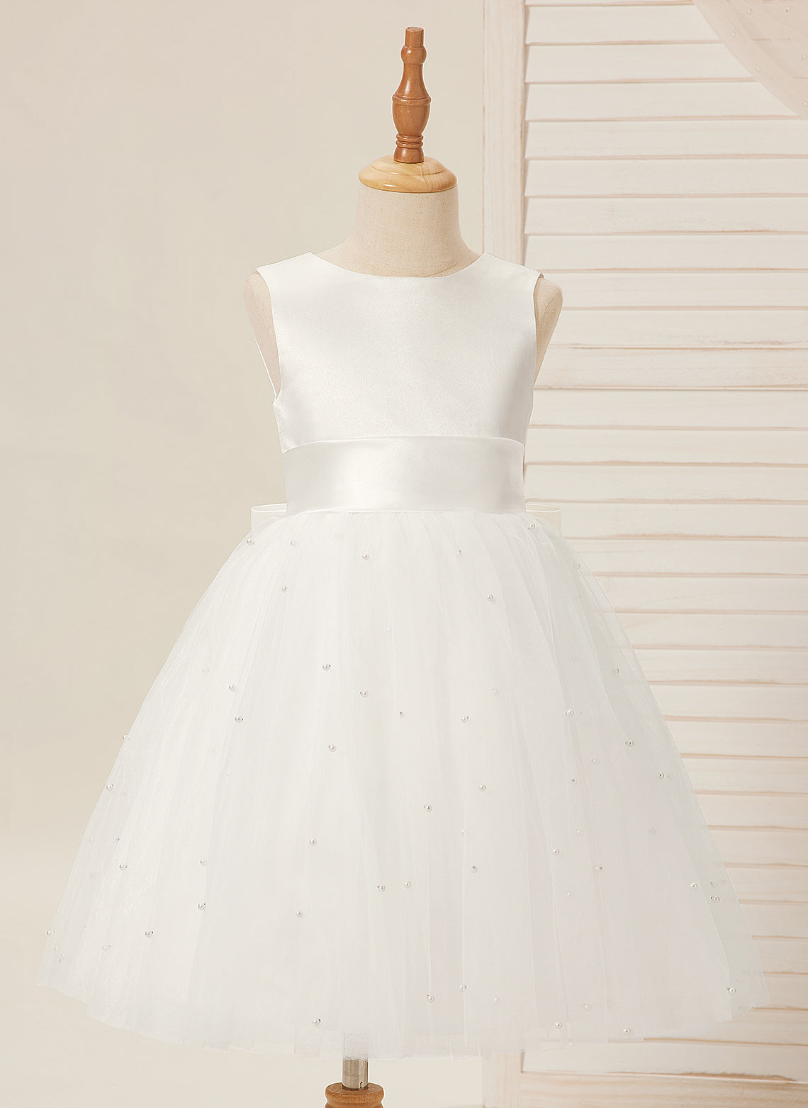 Duchesse-Linie/Princess-Linie Satin Tüll Knielang Blumenmädchenkleid 