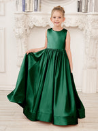 A-Linie Spitze Satin Bodenlang Blumenmädchenkleid 
