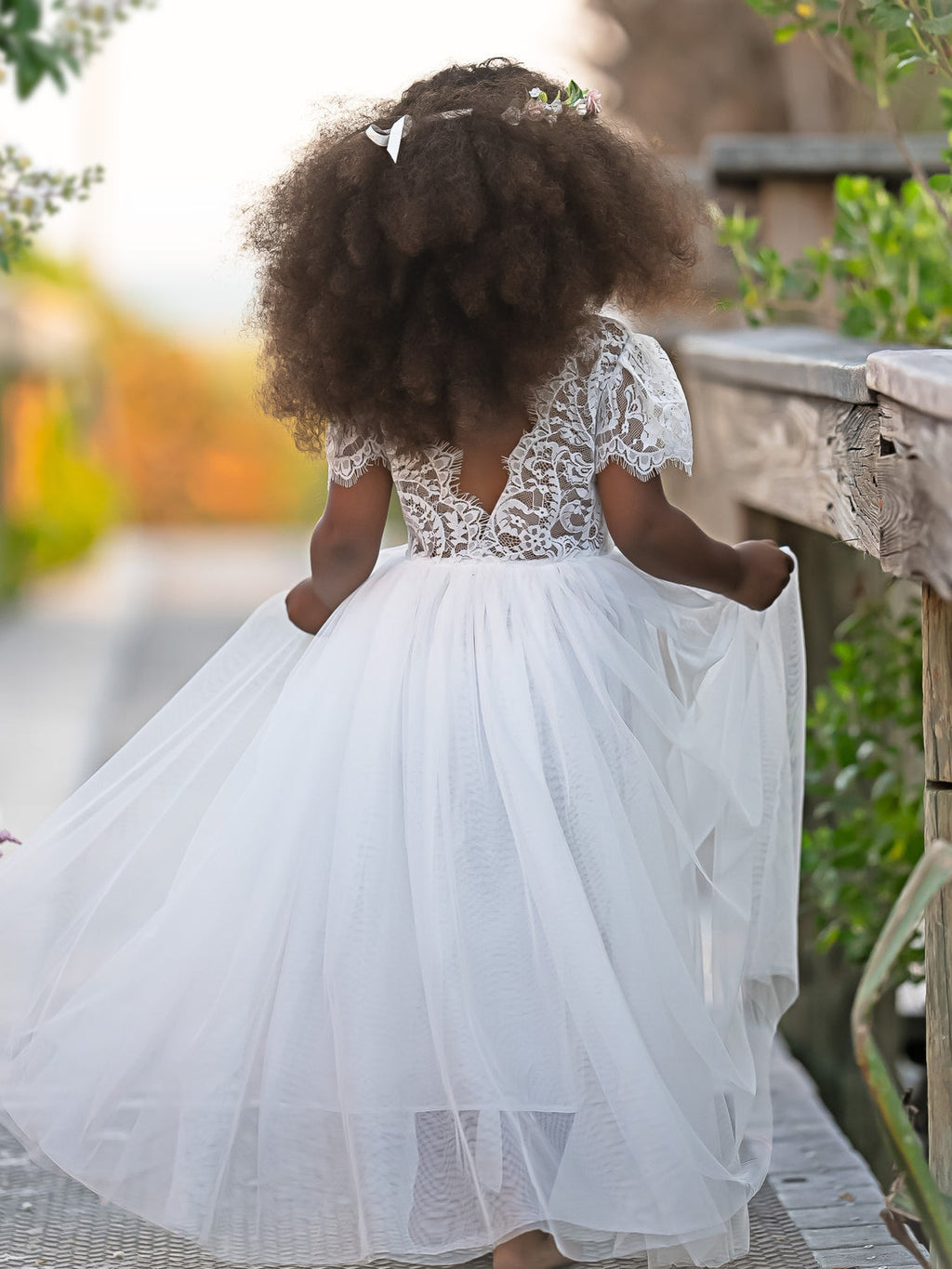 Vestido bohemio de encaje hasta los tobillos para niña de las flores
