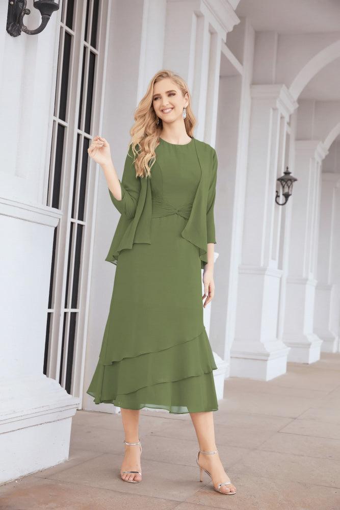 Vestido formal de fiesta Sunnderly de dos piezas, corte A, para madre de la novia, SY28072 