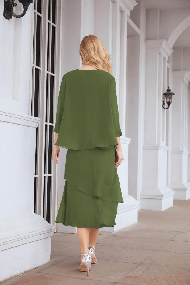 Vestido formal de fiesta Sunnderly de dos piezas, corte A, para madre de la novia, SY28072 