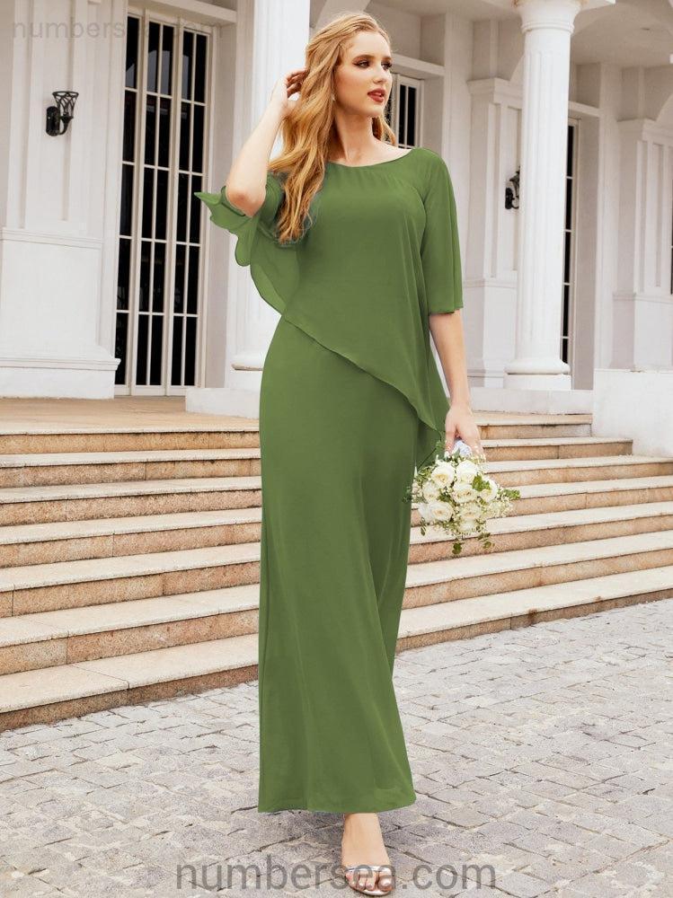Vestido formal de fiesta Sunnderly, largo, para madre de la novia, con capa con volantes, SY28026 