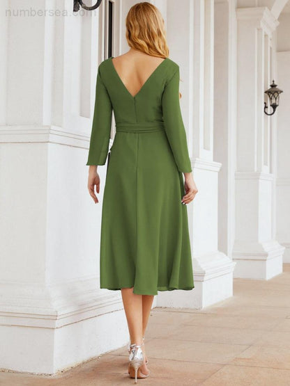 Brautjungfernkleid mit V-Rücken und Taillengürtel für die Mutter der Braut, Hochzeitsgäste, SY28031 