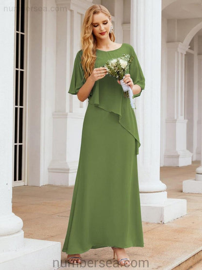 Sunnderly Formal Party Gown Dress Long Mother of The Bride Dresses with Ruffle Cape SY28026