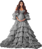Puffy Tüll Robe Umstandskleid für Fotoshooting Transparente Braut Dessous Hochzeitskleid Lange Baby Shower Schwangerschaftskleider 