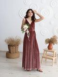 Samt V-Ausschnitt Brautjungfernkleid Langes Damen Ballkleid Formales Partykleid mit Schlitz 