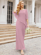 Sunnderly Chiffon-Kleid für die Brautmutter in Übergröße, formelles Ballkleid mit Rüschenumhang