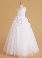 Duchesse-Linie/Princess-Linie Tüll Bodenlang Blumenmädchenkleid 