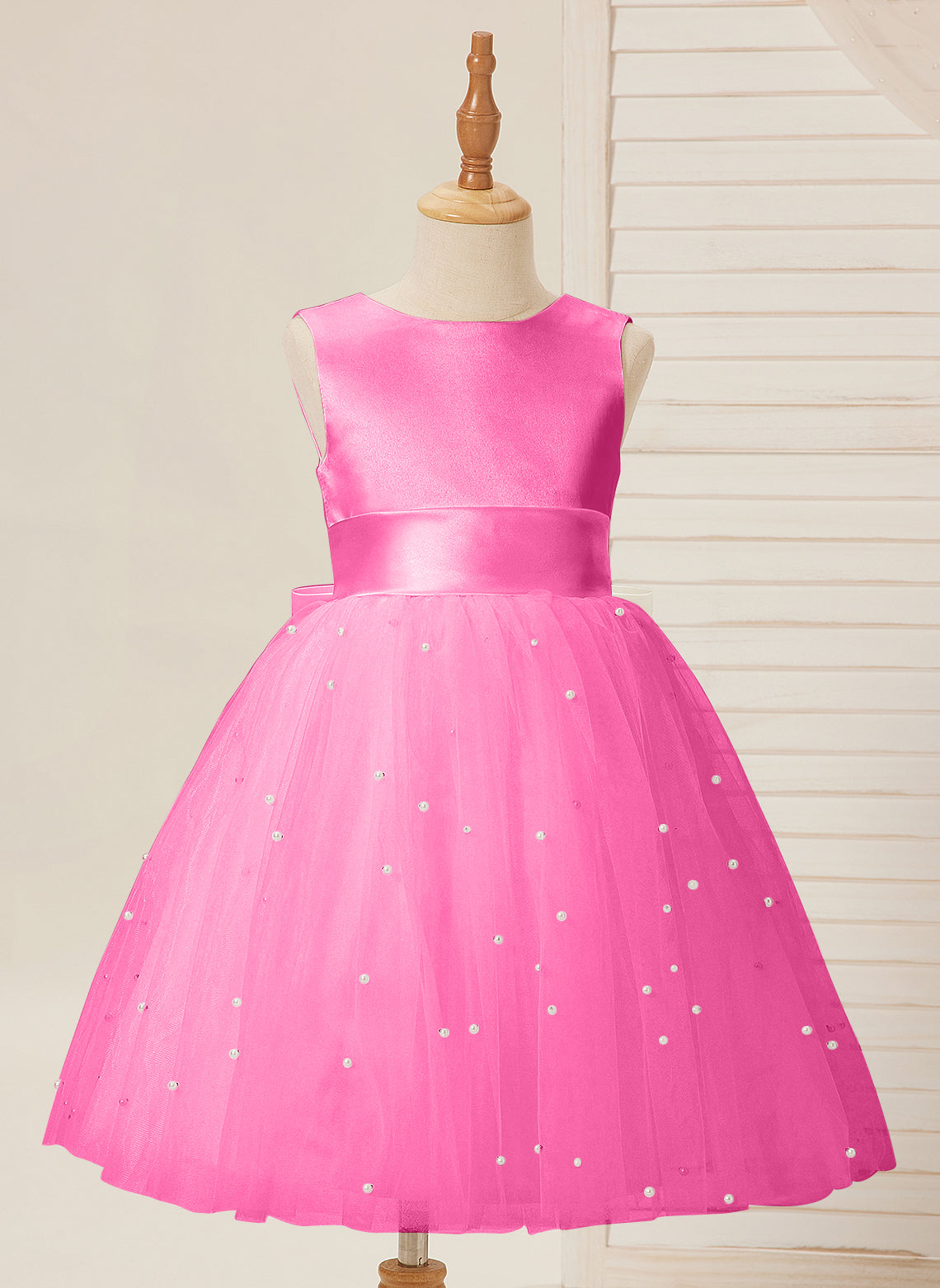 Duchesse-Linie/Princess-Linie Satin Tüll Knielang Blumenmädchenkleid 