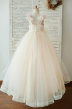 Duchesse-Linie/Princess-Linie Bodenlanges Satin-Tüllkleid 