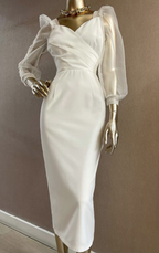 Vestido de fiesta estilo vintage con mangas farol, estilo midi, para cóctel, manga larga, estilo tubo, Y3068