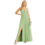 Spaghetti Strap Bridesmaid Dresses for Women Chiffon Long Formal Party Prom Gowns