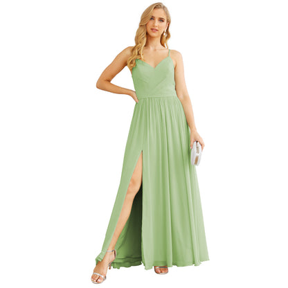 Vestidos de dama de honor con tirantes finos para mujer, de gasa, largos, formales, para fiesta y graduación 