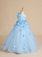 Duchesse-Linie/Princess-Linie Tüll Bodenlang Blumenmädchenkleid 