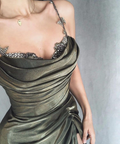 Retro Satin Ballkleid Festzugskleid Glam Abendkleid Y4545