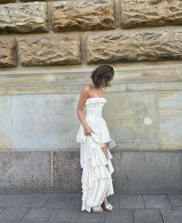 Elegantes trägerloses Satin-Abendkleid mit Schlitz, formelles elfenbeinfarbenes Ballkleid, Hochzeitskleid Y8247