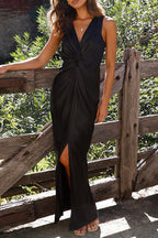Sexy Formal Solid Fold V Neck Evening Dress Dresses(4 Colors)