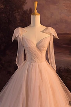 Hellrosa Tüll Pailletten gestuftes Ballkleid Abendkleid Y8389