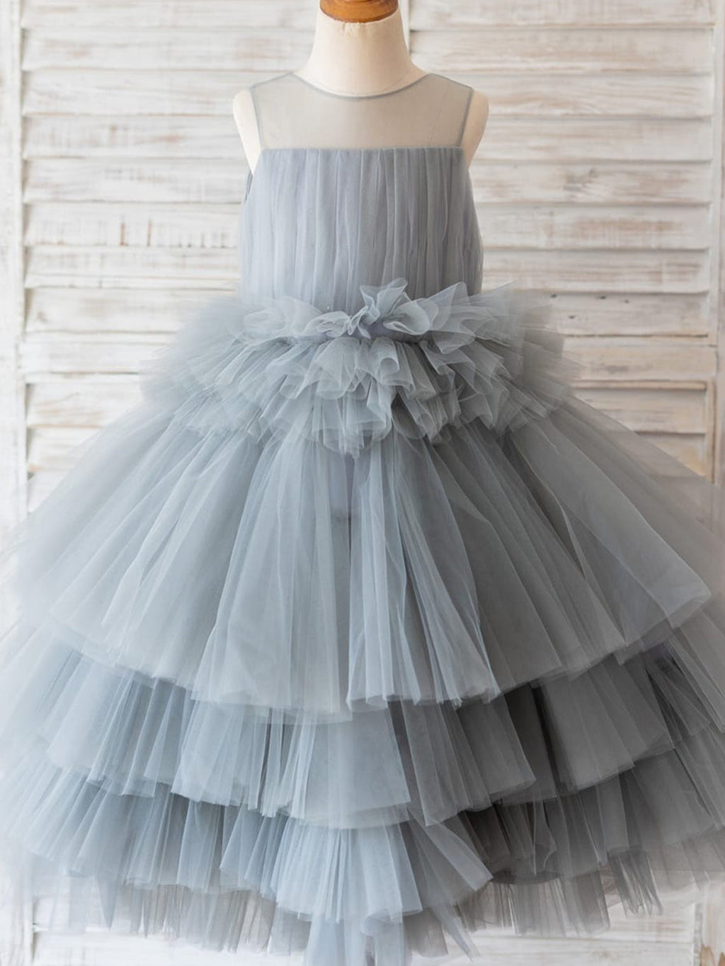 Vestido de fiesta/princesa de tul hasta la rodilla para niña de las flores