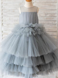 Vestido de fiesta/princesa de tul hasta la rodilla para niña de las flores