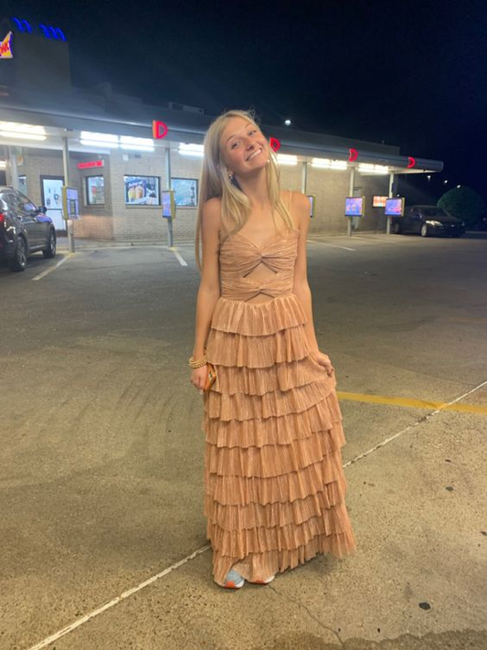 Spaghettiträger Gestufte Lange Abendkleider, Schickes Ballkleid Y2053