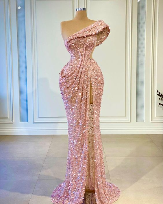 One-Shoulder-Ballkleider mit seitlichem Schlitz, One-Shoulder-Abendkleider, Y6669