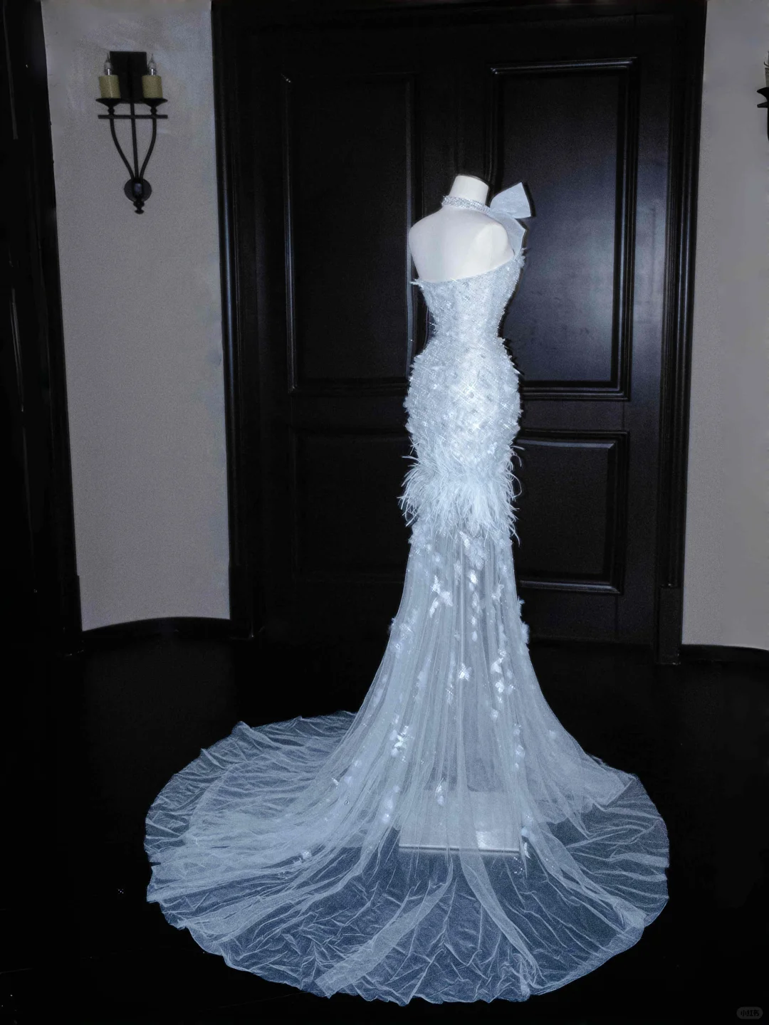 Vestido largo de fiesta de tul azul sueño con apliques de cuentas, vestido de noche de corte sirena con abertura, vestido de novia Y8668