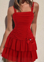 Vestido corto de fiesta con corte en A, sin mangas, estilo chaleco Y1940