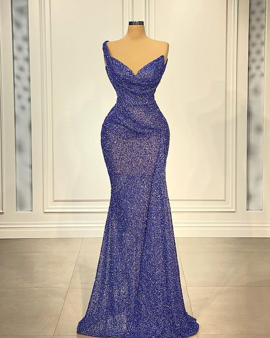 Blaues elegantes exquisites Abendkleid bodenlang Dubai Arabisches Ballkleid Y4732