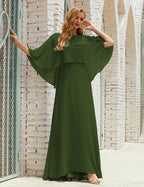 Vestido de dama de honor Sunnderly para mujer, de gasa, manga larga y cuello en V, vestido formal para boda o fiesta SY28018 
