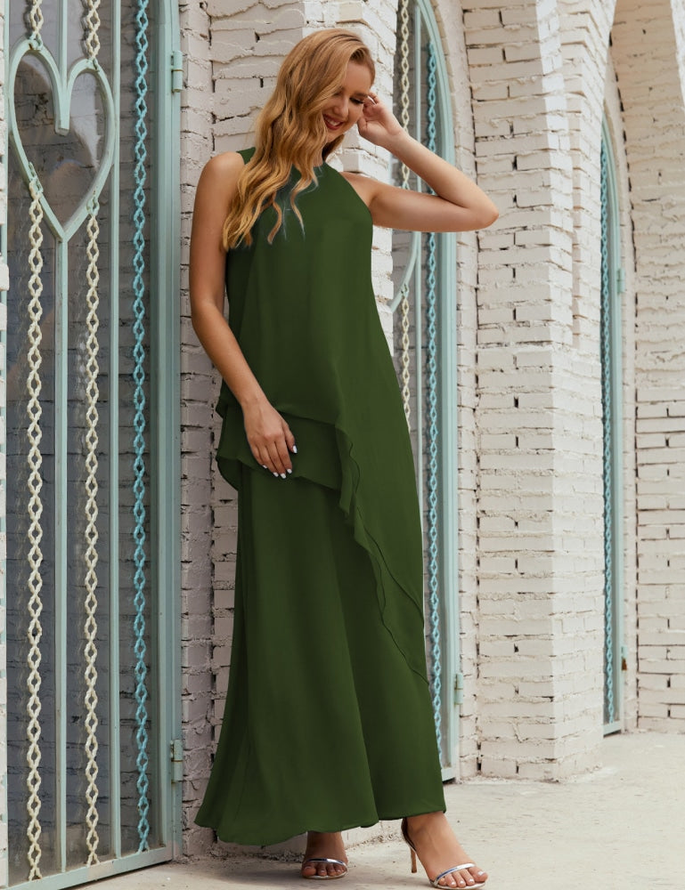 Chiffon Langes Plus Size Kleider für die Brautmutter Formales Brautjungfern-Abschlussballkleid SY28019 