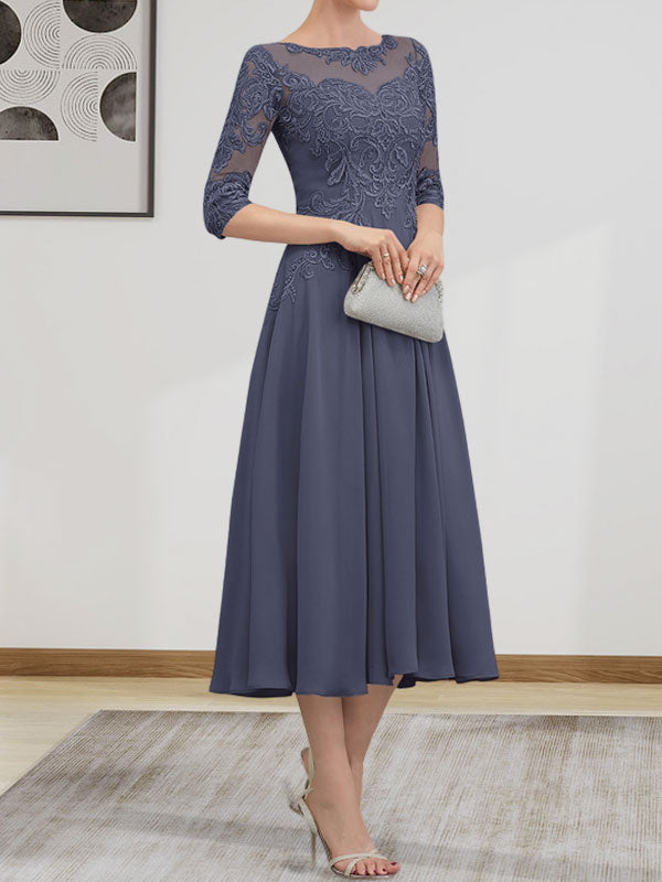 Vestido de gasa con encaje, corte A, ilusión, largo hasta la rodilla, para madre de la novia, con lentejuelas y abalorios
