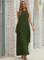 Vestidos de gasa largos de talla grande para madre de la novia, vestido formal de dama de honor para graduación SY28019 