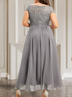 Vestido de gasa con encaje y lentejuelas para madre de la novia, corte A, largo hasta el suelo