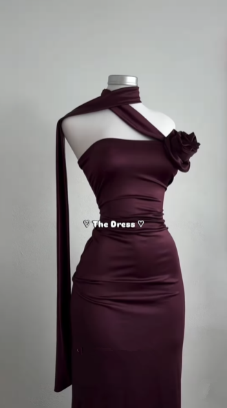 Vestido de fiesta largo burdeos, sencillo y sin tirantes, vestido de noche Y8511