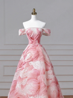 Vestido de fiesta de satén sin tirantes, con lentejuelas y estampado de princesa, color rosa sueño, Y8604