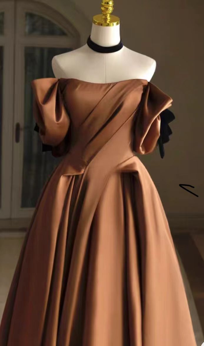 Satin Brautkleid, Off Shoulder Brautkleid, Vintage Brautkleid Y4963