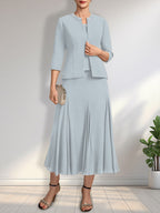 Vestido de gasa para madre de la novia con escote en A, largo hasta la rodilla, con lentejuelas y abalorios.