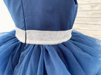 Vestido de niña de las flores de tul hasta la rodilla con corte en A